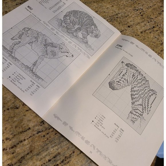 Vintage 50 Wild Animals American School of Needlework Cross Stitch Patterns 3705 - Picture 9 of 10